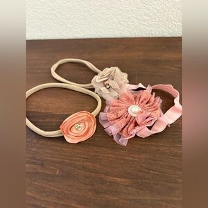 Baby Floral Headband Set - Pink, Coral & Taupe